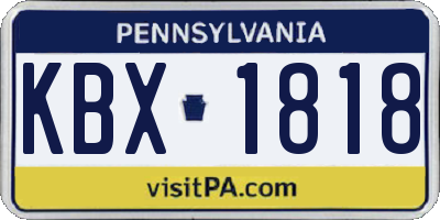 PA license plate KBX1818