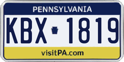 PA license plate KBX1819