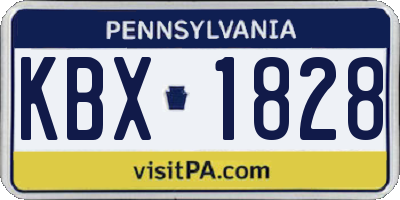 PA license plate KBX1828