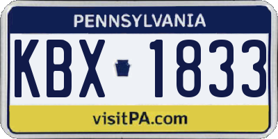 PA license plate KBX1833