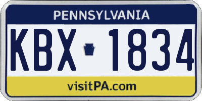 PA license plate KBX1834