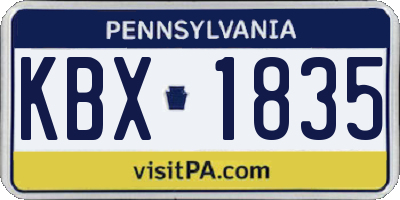 PA license plate KBX1835