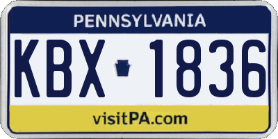 PA license plate KBX1836
