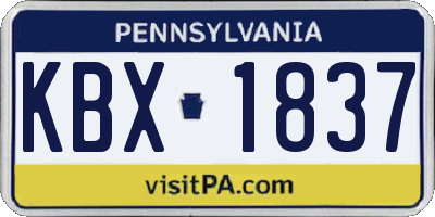 PA license plate KBX1837