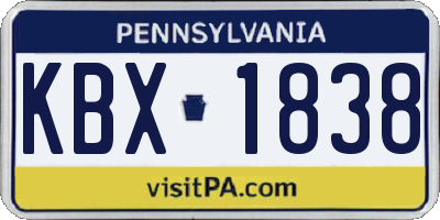 PA license plate KBX1838