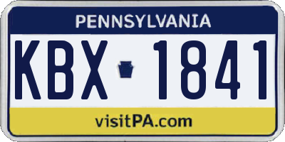 PA license plate KBX1841