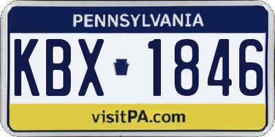 PA license plate KBX1846