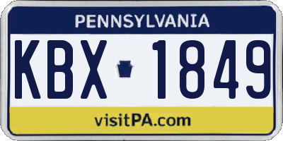 PA license plate KBX1849