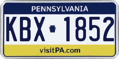 PA license plate KBX1852
