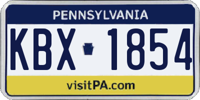 PA license plate KBX1854