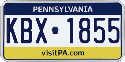 PA license plate KBX1855