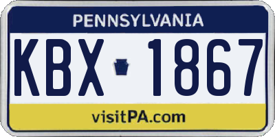 PA license plate KBX1867
