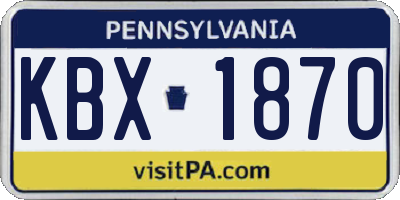 PA license plate KBX1870