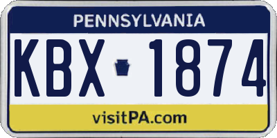 PA license plate KBX1874