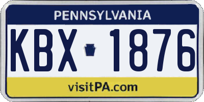 PA license plate KBX1876