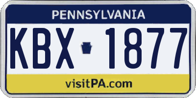 PA license plate KBX1877