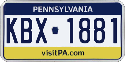 PA license plate KBX1881