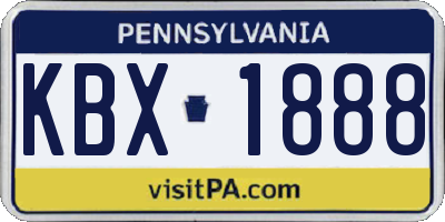 PA license plate KBX1888