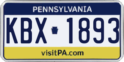 PA license plate KBX1893