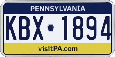 PA license plate KBX1894