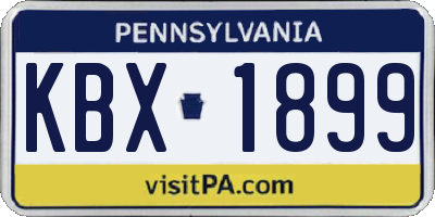 PA license plate KBX1899