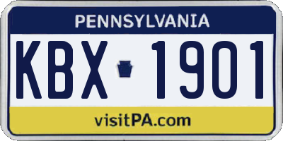 PA license plate KBX1901