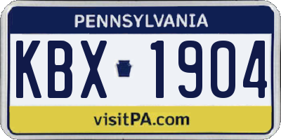 PA license plate KBX1904