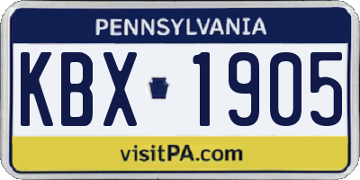 PA license plate KBX1905