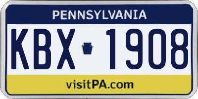 PA license plate KBX1908