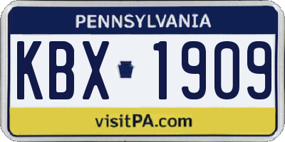 PA license plate KBX1909
