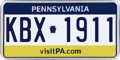 PA license plate KBX1911