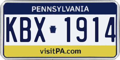 PA license plate KBX1914