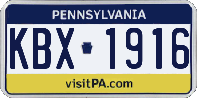 PA license plate KBX1916