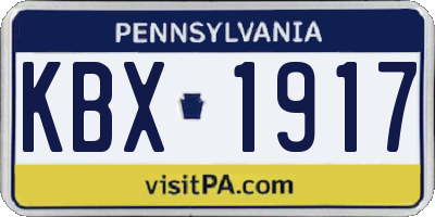 PA license plate KBX1917
