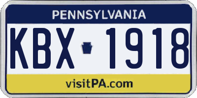PA license plate KBX1918