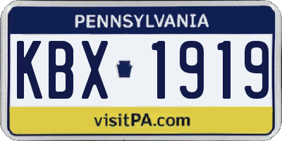 PA license plate KBX1919