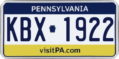 PA license plate KBX1922