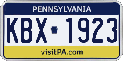 PA license plate KBX1923