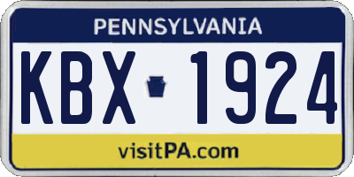PA license plate KBX1924
