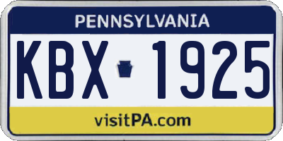 PA license plate KBX1925