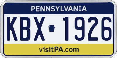 PA license plate KBX1926