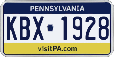 PA license plate KBX1928