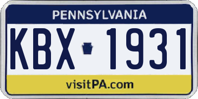 PA license plate KBX1931