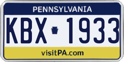 PA license plate KBX1933