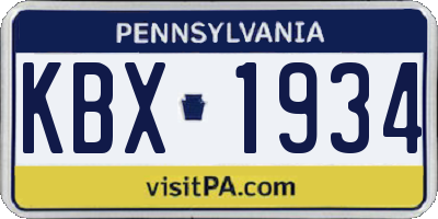 PA license plate KBX1934