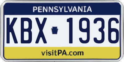 PA license plate KBX1936