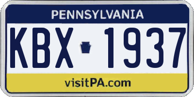 PA license plate KBX1937