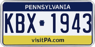PA license plate KBX1943