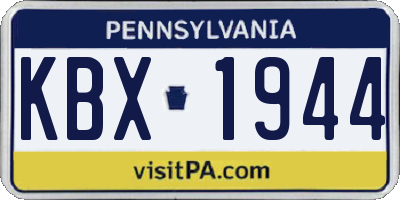 PA license plate KBX1944