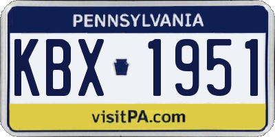PA license plate KBX1951